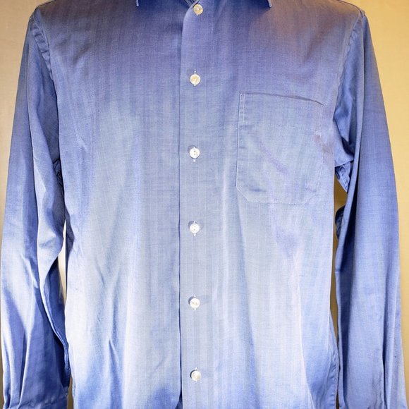 ETON of Sweden, NWOT,  French Blue, 16/41 100% Cotton Micro Herringbone - Picture 5 of 7